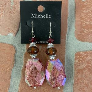 Fashion Long Dangle Red Beaded Earrings.